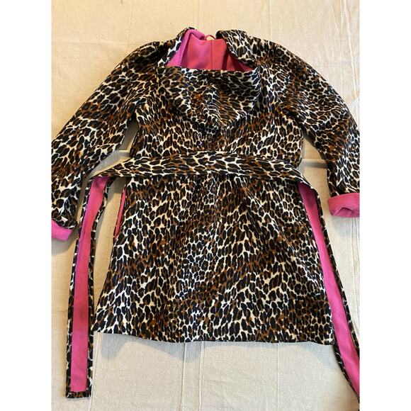 BETSEY JOHNSON Fleece Robe Womens S Small Leopard Print w Belt & Hood Soft Robe - Picture 7 of 16